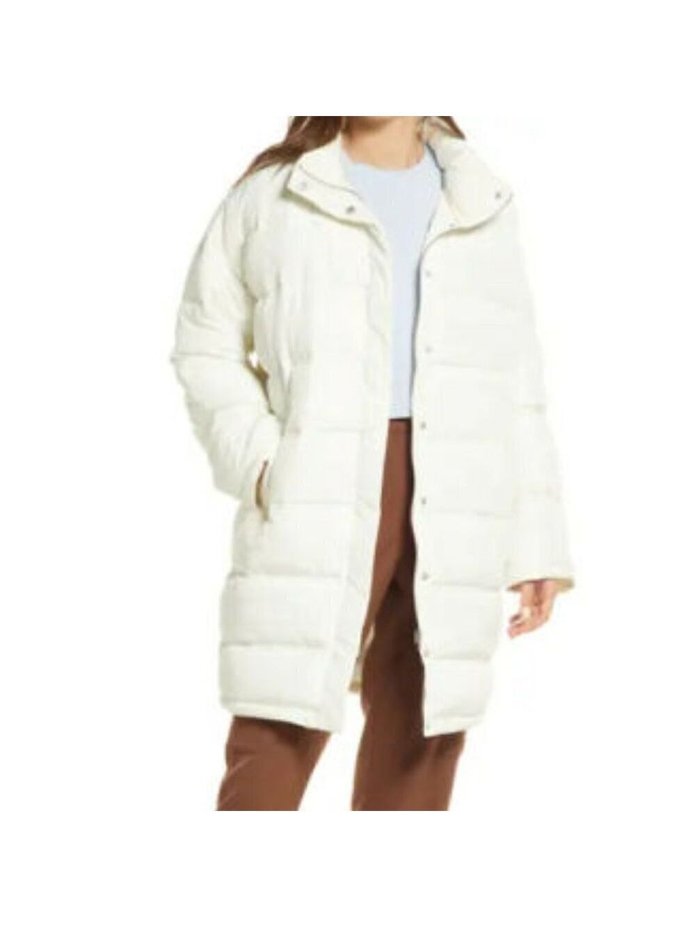 THREAD & Supply BNWT Women White Puffy Jacket Small Full Zip Water Resistant